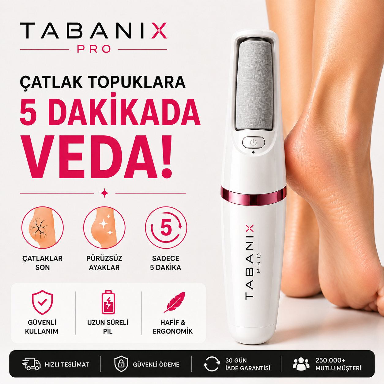 Tabanix Pro – Elektrikli Nasır Temizleme ve Ayak Bakım Aleti